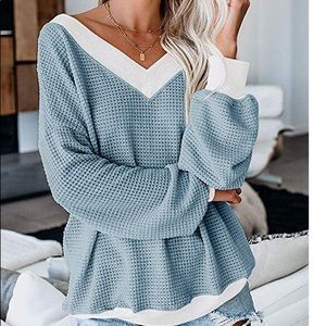 Waffle Knit Pullover Sweater